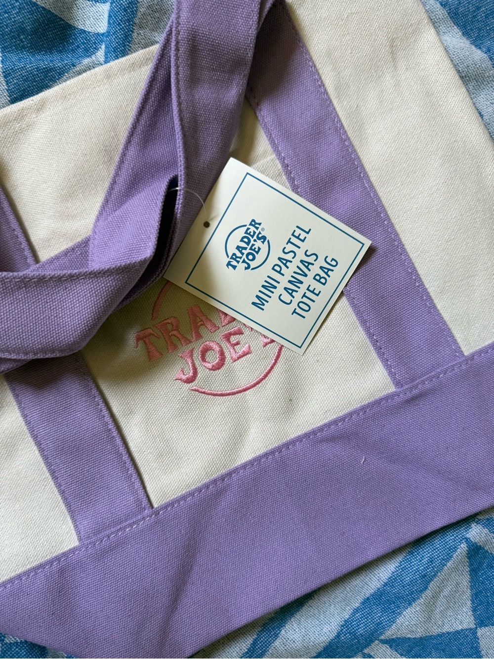 Trader Joe's Mini Canvas Tote Bag in Lavender